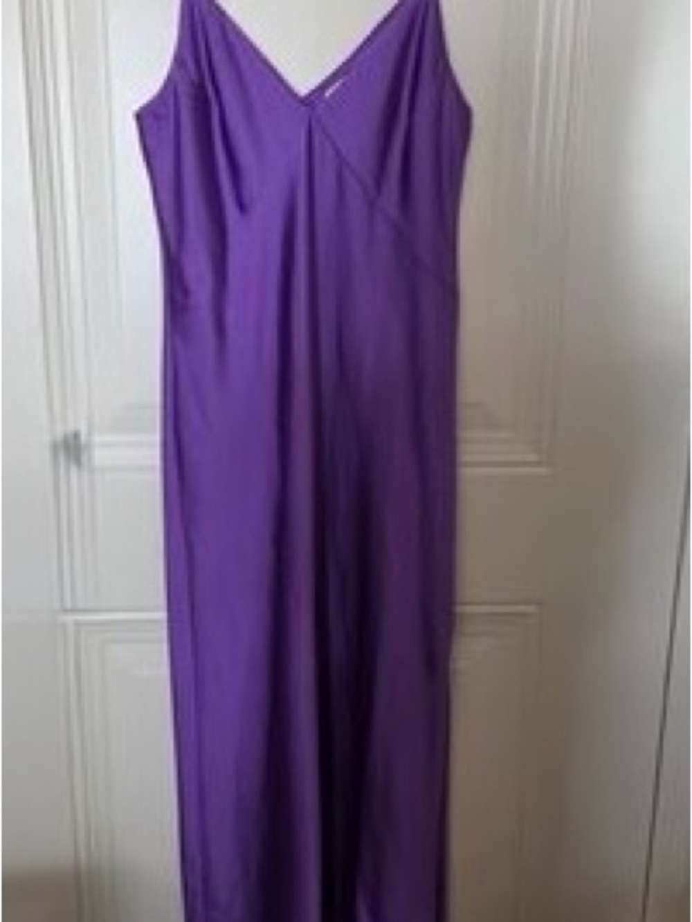 Vibrant Purple Maxi Slip Dress with V-Neck